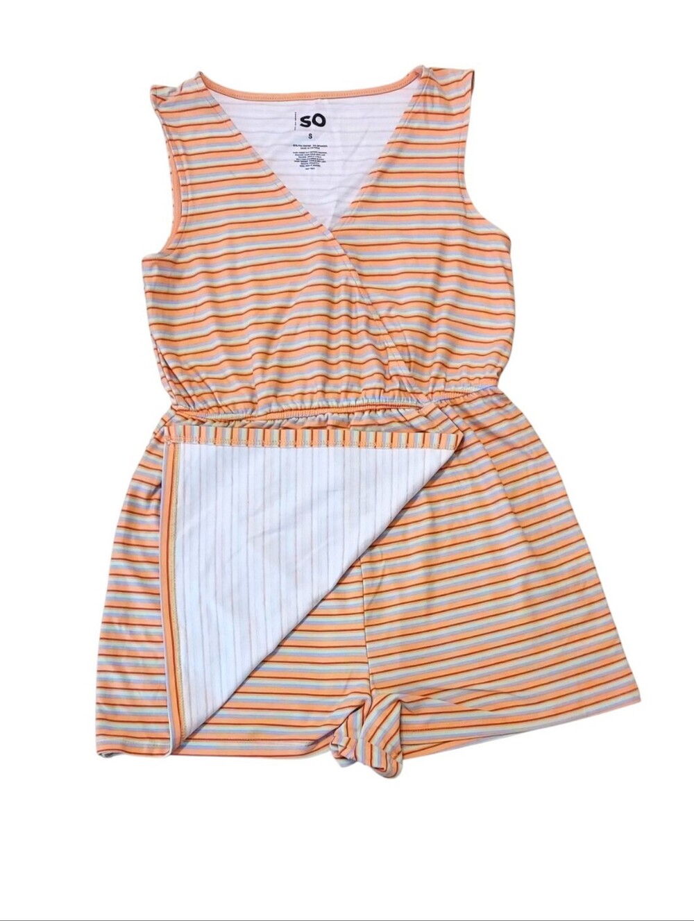 SO Womens Sleeveless Striped Skort Dress  Orange and White Stripe  Size SM NWOT